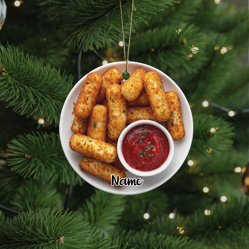 Mozzarella Sticks Ornament, Funny Foodie Gift, Italian Brainrot Kitchen Decor, White Elephant, Secret Santa Gag Gift for Teen or Best Friend