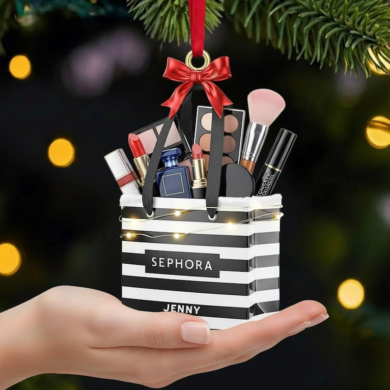 Personalized Gifts For Makeup Lovers Christmas Ornament, Custom Beauty Brush Tree Decor With Name - Gift For Makeup Lovers