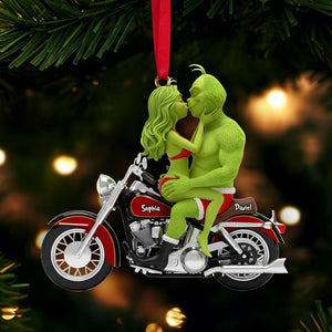 Grinch Green Monster Couple's Ride Together - Personalized Acrylic Ornament - Christmas Gift For Couples