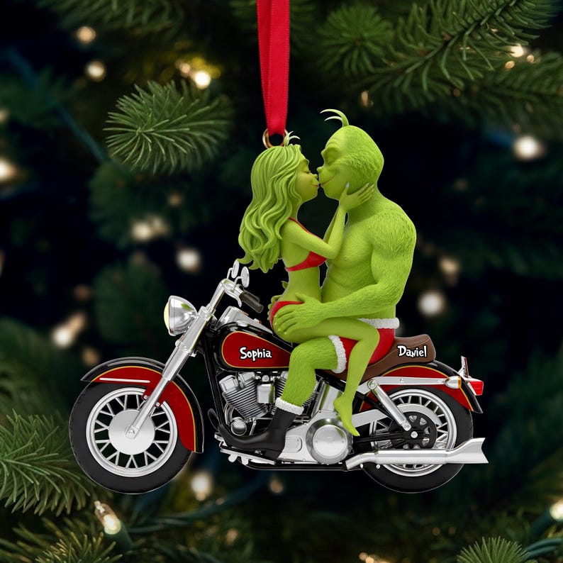 Grinch Green Monster Couple's Ride Together - Personalized Acrylic Ornament - Christmas Gift For Couples