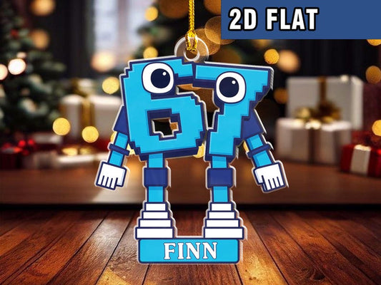 67 Brain Rot Ornament, Meme Figurine, Unique Gift for Gamers & Streamers, 2D Ornament, Christmas Ornament 2D Flat Ornament