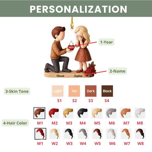 Personalized Couple Marriage Proposal 2D Flat Ornament, Custom She Said Yes Acrylic Ornament, Engagement Gift For Couples, Romantic Keepsake