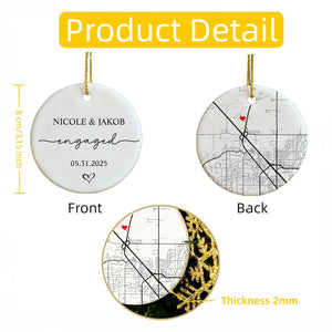 Personalized Engagement Ornament, Newlywed Gift Engaged Ornament, Custom Wedding/Engagement Location Ornament, Engagement Ornaments Gift