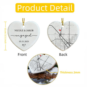 Personalized Engagement Ornament, Newlywed Gift Engaged Ornament, Custom Wedding/Engagement Location Ornament, Engagement Ornaments Gift