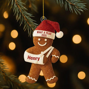 Injury Christmas 3D Glitter Custom Name Ornament, Funny Gingerbread Xmas Ornament, Broken Arm Holiday Decor, What a Year 2025 Ornament Gift