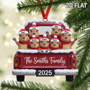 Personalized Capybara Christmas Ornament Custom Animal Family Keepsake, Cute 2025 Holiday Tree Decoration