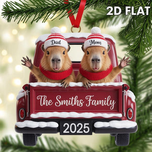 Personalized Capybara Christmas Ornament Custom Animal Family Keepsake, Cute 2025 Holiday Tree Decoration