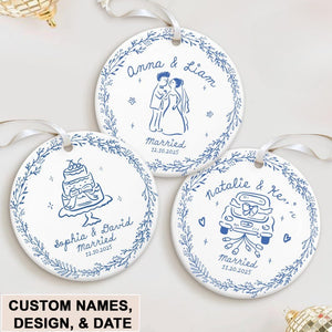 Custom First Christmas Married Ornament, Just Married Whimsical Ornament, Christmas Lesbian Wedding Ornaments 2025, Wedding Gifts For Couple