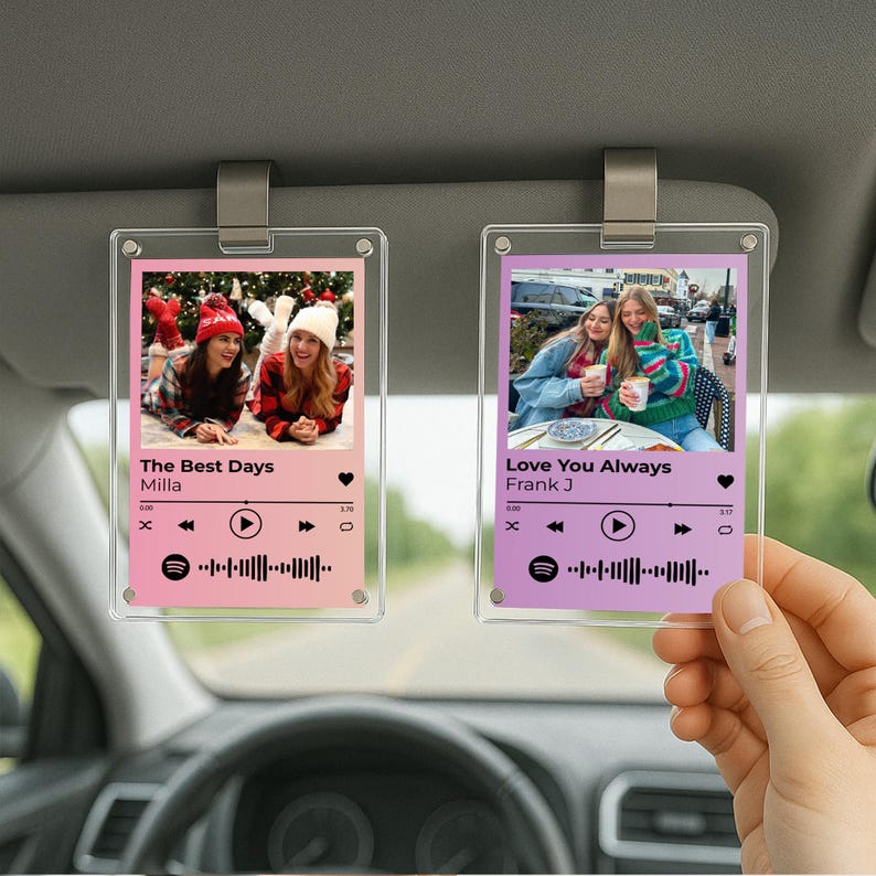 Best Friend Gift Photo Car Visor Clip Personalized Friendship Keepsake, Custom Birthday Gift for Her