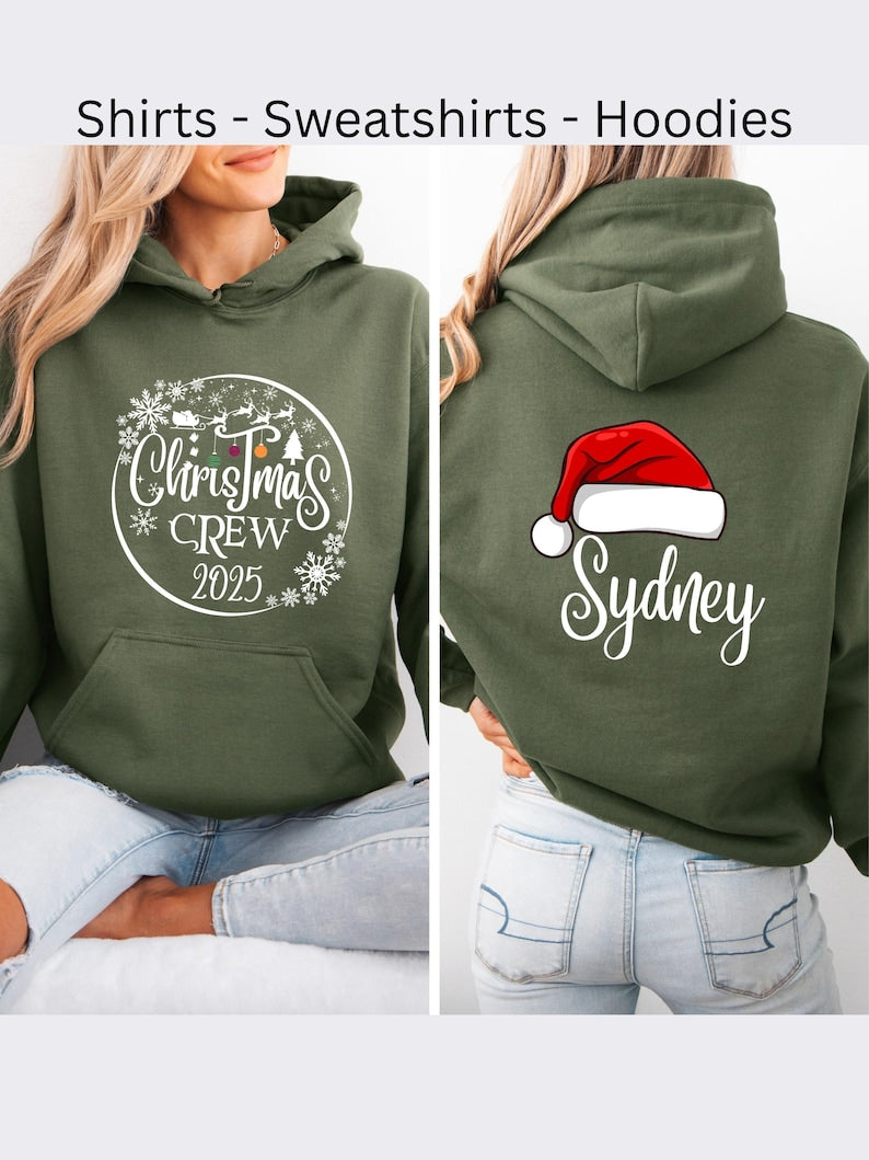 Christmas Crew Sweatshirts Personalized Matching Family Shirt , Xmas Pajamas Top, Hoodies, Sizes for everyone