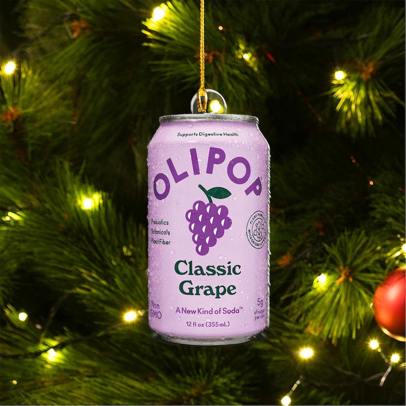 Personalized Soda Ornament, Any Olipop Flavors Or Color Can Christmas Ornament, 2D Flat Acrylic Ornament For Energy Drink Lovers
