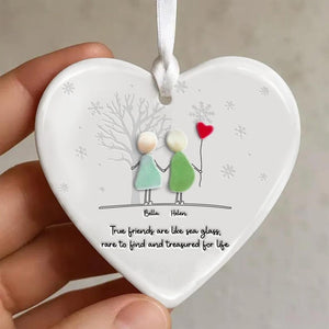 True Friends Are Like Sea Glass Ceramic Ornament, Personalized Keepsake for Best Friend, Unique Friendship Gift, Tree Decoration for Bestie