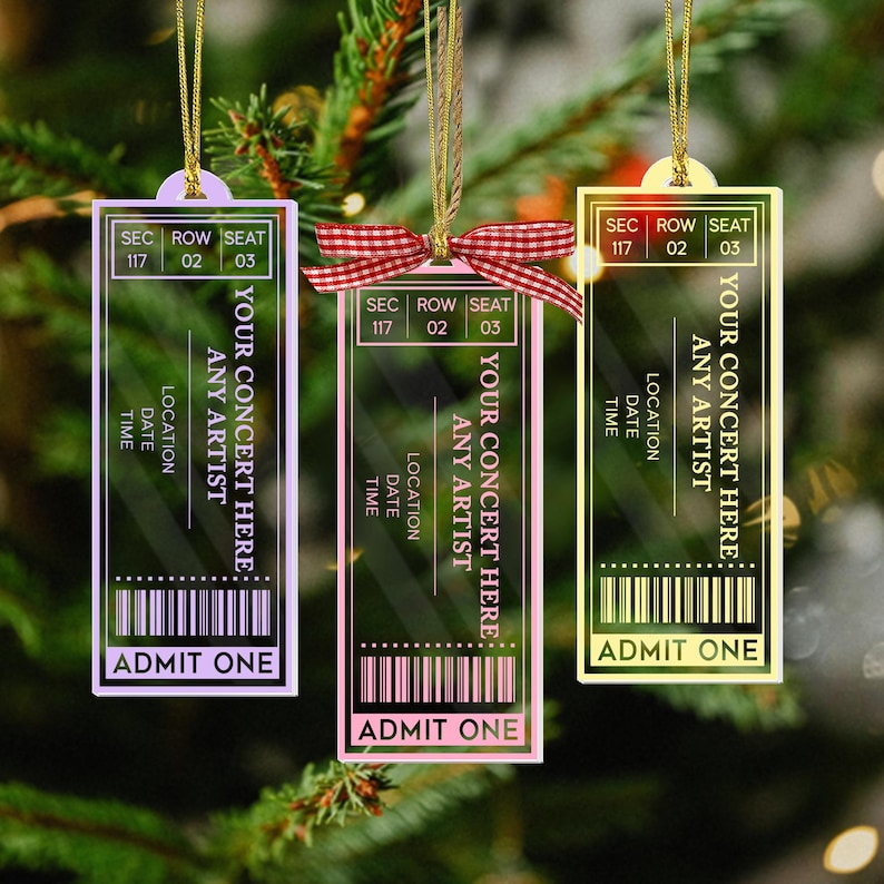 Personalized Favorite Concert Ticket Acrylic Ornament: Music Lovers Gift