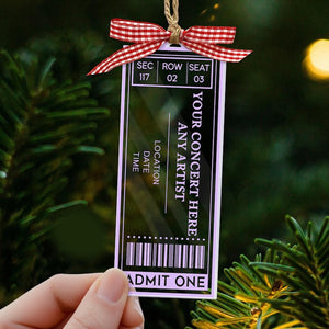 Personalized Favorite Concert Ticket Acrylic Ornament: Music Lovers Gift