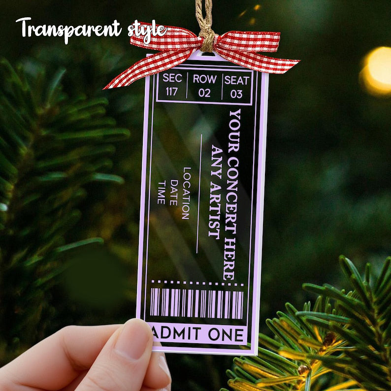 Personalized Favorite Concert Ticket Acrylic Ornament: Music Lovers Gift