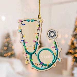 Stethoscope Ornament, Heart Shape Acrylic Xmas Tree Decor, Personalized Christmas Gift, Ideal Gift for Doctors Nurses Healthcare