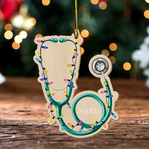 Stethoscope Ornament, Heart Shape Acrylic Xmas Tree Decor, Personalized Christmas Gift, Ideal Gift for Doctors Nurses Healthcare