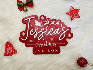 Custom Christmas Eve Box Name Sign | Personalized Wooden Plaque | Holiday Keepsake for Christmas Eve Box | Kids Christmas Gift
