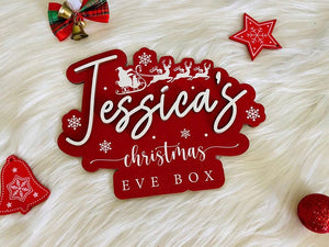 Custom Christmas Eve Box Name Sign | Personalized Wooden Plaque | Holiday Keepsake for Christmas Eve Box | Kids Christmas Gift