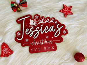 Custom Christmas Eve Box Name Sign | Personalized Wooden Plaque | Holiday Keepsake for Christmas Eve Box | Kids Christmas Gift