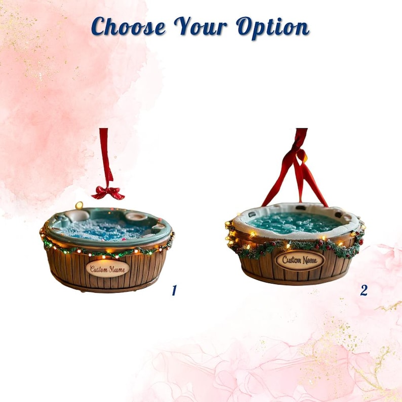 Hot Tub 2D FLAT ORNAMENT With Custom Name, Funny Christmas Spa Ornament, Personalized Jacuzzi Tree Decoration Gift