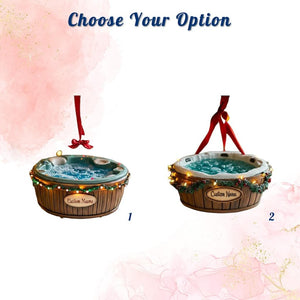 Hot Tub 2D FLAT ORNAMENT With Custom Name, Funny Christmas Spa Ornament, Personalized Jacuzzi Tree Decoration Gift