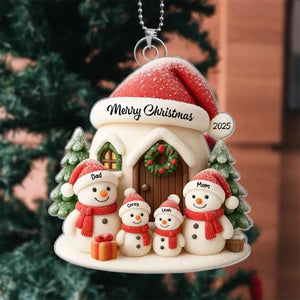 Personalized 3-8 Family Christmas Ornament, Acrylic Snowman Family Hanging Ornament, Christmas Gift for Grandma/Mom, Christmas Decorations