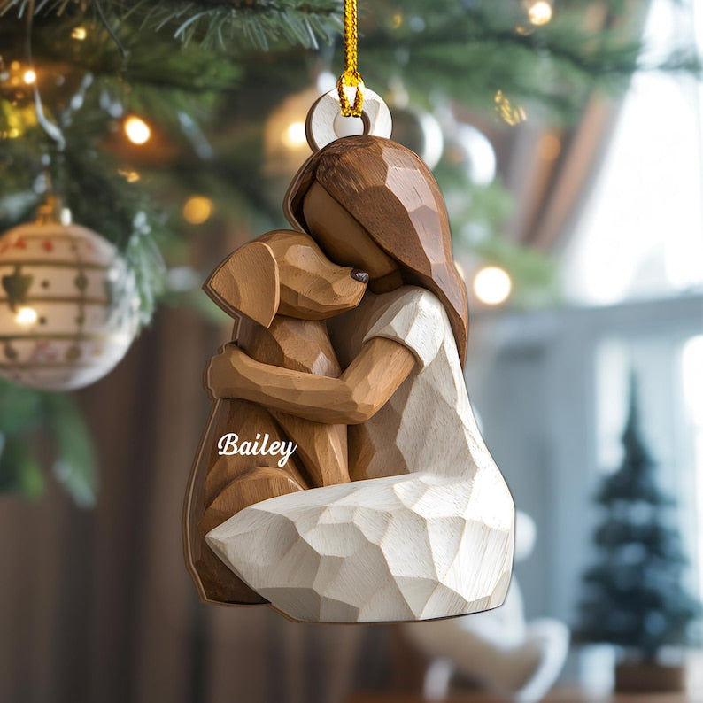 Personalized Dog Memorial Ornament Girl with Dogs Keepsake