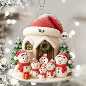 Personalized 3-8 Family Christmas Ornament, Acrylic Snowman Family Hanging Ornament, Christmas Gift for Grandma/Mom, Christmas Decorations