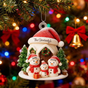 Personalized 3-8 Family Christmas Ornament, Acrylic Snowman Family Hanging Ornament, Christmas Gift for Grandma/Mom, Christmas Decorations