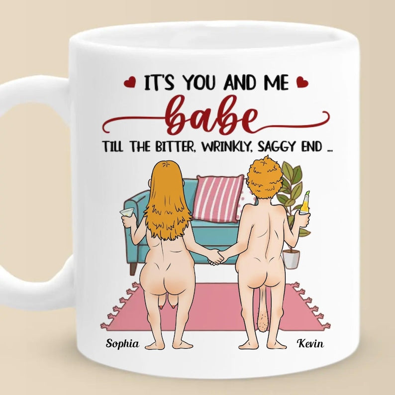 Funny Couple Mug - Personalized Naked Cartoon Mug, Grow Old With You Custom Gift For Husband Wife, Anniversary Or Valentine s Gift