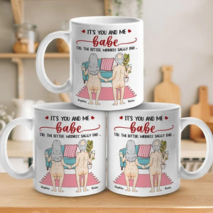 Funny Couple Mug - Personalized Naked Cartoon Mug, Grow Old With You Custom Gift For Husband Wife, Anniversary Or Valentine s Gift