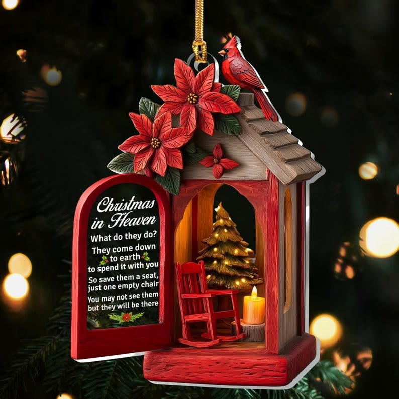 Christmas in Heaven Ornament, Memorial Cardinal Ornament 2025, Personalized In Memory Christmas Gift, Loss of Loved One Remembrance Keepsake