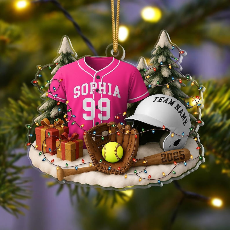 Personalized Softball Ornament 2025 Custom Jersey, Team Keepsake