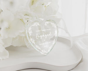 First Christmas Engaged Ornament | First Christmas Engaged Crystal Keepsake Bauble | Glass Christmas Tree Bauble