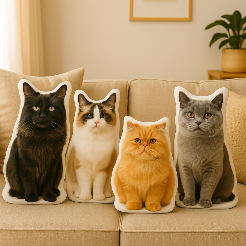 Custom Cat Pillow: Personalized Pet Pillow From Photo, Cat Memorial Gift, Custom Plushie