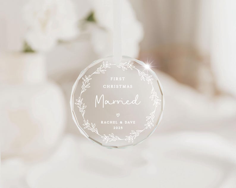 First Christmas Engaged Ornament | First Christmas Engaged Crystal Keepsake Bauble | Glass Christmas Tree Bauble