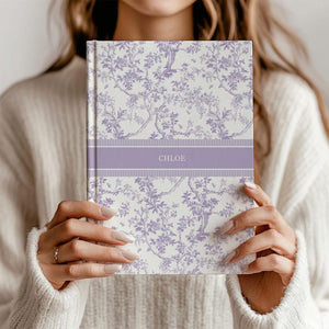 Blue Toile Personalized Journal, Customized Coquette Notebook for women, Custom Name Journal, Bridesmaid Proposal, Wedding Bridal Party Gift