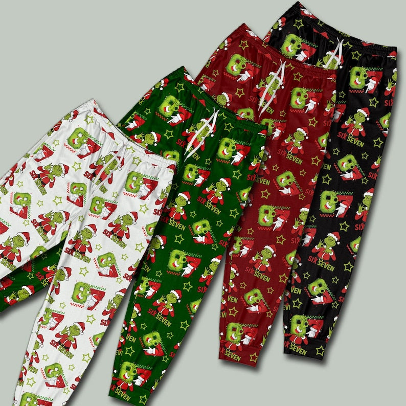 67 Meme Pajamas Pants, Six Seven Christmas Pajama Pants, Christmas Pants, Funny Holiday Loungewear Cozy Unisex Xmas Loungewear
