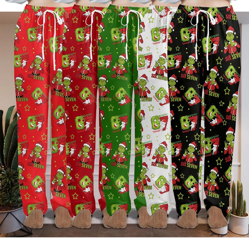 67 Meme Pajamas Pants, Six Seven Christmas Pajama Pants, Christmas Pants, Funny Holiday Loungewear Cozy Unisex Xmas Loungewear
