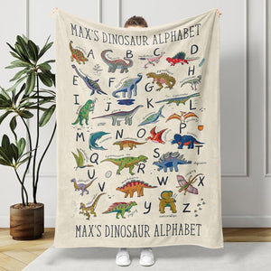 Personalized Dinosaur Alphabet Blanket, Custom Kids Blanket, Baby Blanket, Gift for Kids, Boys Birthday Gift