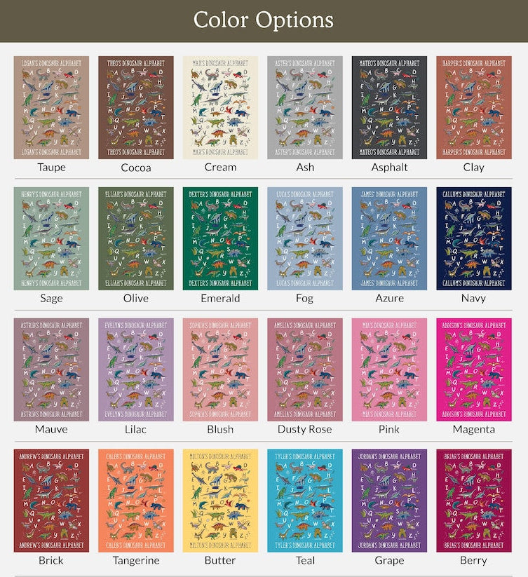 Personalized Dinosaur Alphabet Blanket, Custom Kids Blanket, Baby Blanket, Gift for Kids, Boys Birthday Gift