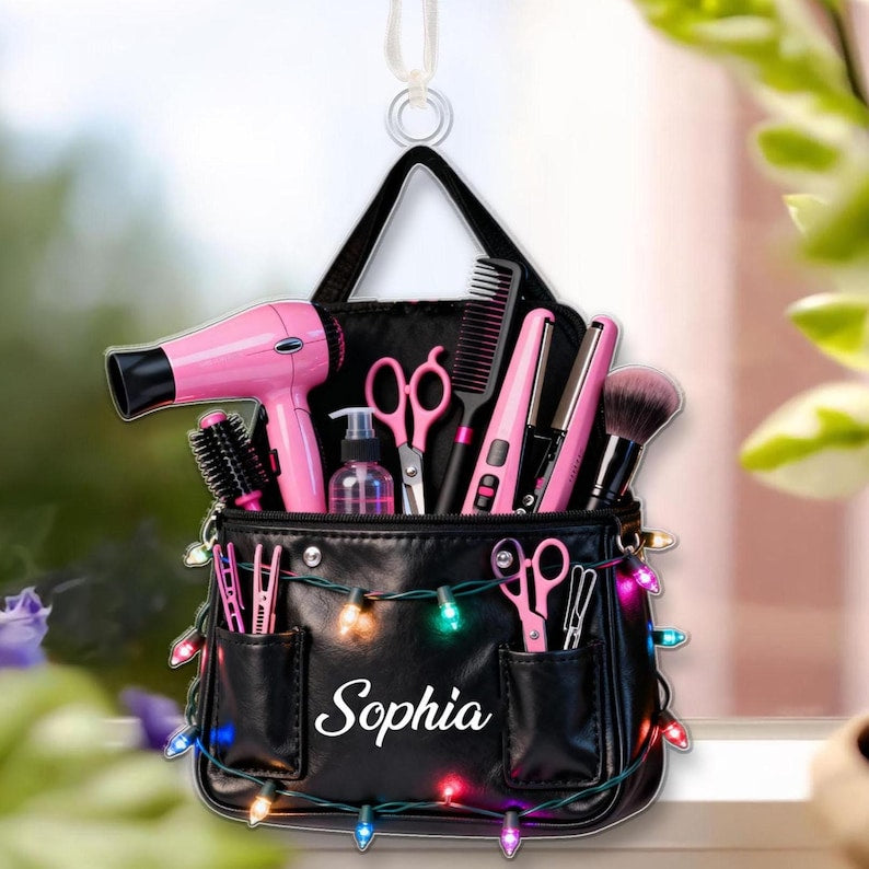 Personalized Hairstylist Christmas Ornament 2025, Custom Cosmetology Bag Hairdresser Gift, Salon Decor, Christmas Gift for Stylist, Barber
