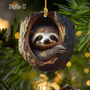Squirrel Acrylic Ornament, Owl Raccoon Sloth Forest Animal Christmas Decor, Rustic Tree Ornament, Gift for Nature Lovers, Cute Wildlife Ornament