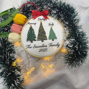 Personalized Family Christmas Trees Embroidery Hoop Ornament 2025
