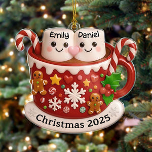 Personalized Marshmallow Hot Cocoa Ornament: Hot Chocolate Couple Keepsake, New Married Gift