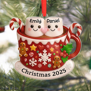 Personalized Marshmallow Hot Cocoa Ornament: Hot Chocolate Couple Keepsake, New Married Gift