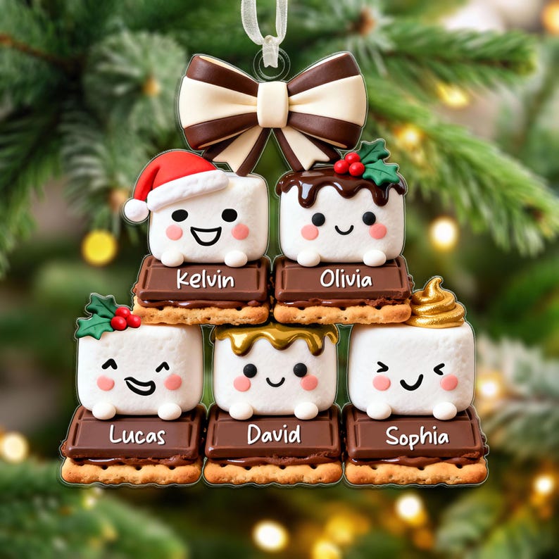 Personalized Family Christmas Ornament 2025, Custom S mores Ornament with Names, Gift for Parents, Kids & Grandparents, Christmas Gifts