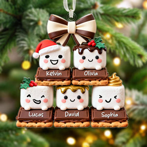Personalized Family Christmas Ornament 2025, Custom S mores Ornament with Names, Gift for Parents, Kids & Grandparents, Christmas Gifts