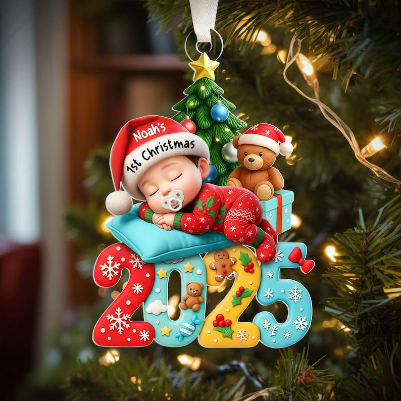 Custom 2025 Acrylic Keepsake, Baby s First Christmas Ornament, Personalized Newborn Gift, Unique Holiday Decoration,Baby Gift Idea